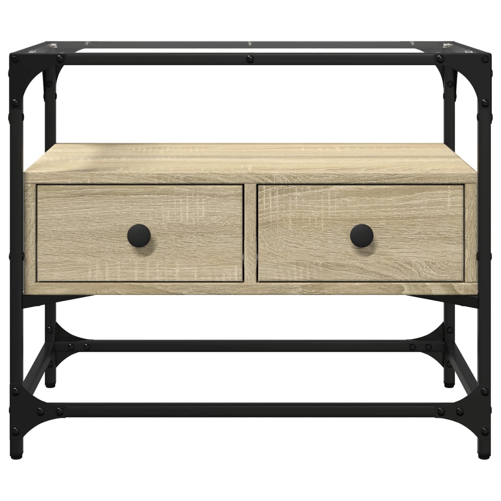 vidaXL TV-Schrank mit Glasplatte Sonoma-Eiche 60x35x51cm Holzwerkstoff