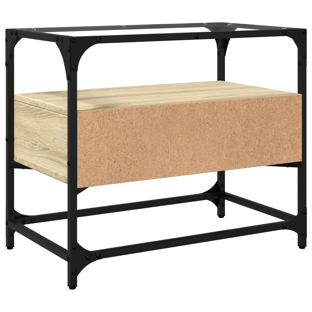 vidaXL TV-Schrank mit Glasplatte Sonoma-Eiche 60x35x51cm Holzwerkstoff
