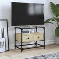vidaXL TV-Schrank mit Glasplatte Sonoma-Eiche 60x35x51cm Holzwerkstoff