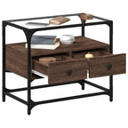 vidaXL TV-Schrank mit Glasplatte Braun Eiche 60x35x51 cm Holzwerkstoff