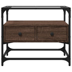 vidaXL TV-Schrank mit Glasplatte Braun Eiche 60x35x51 cm Holzwerkstoff