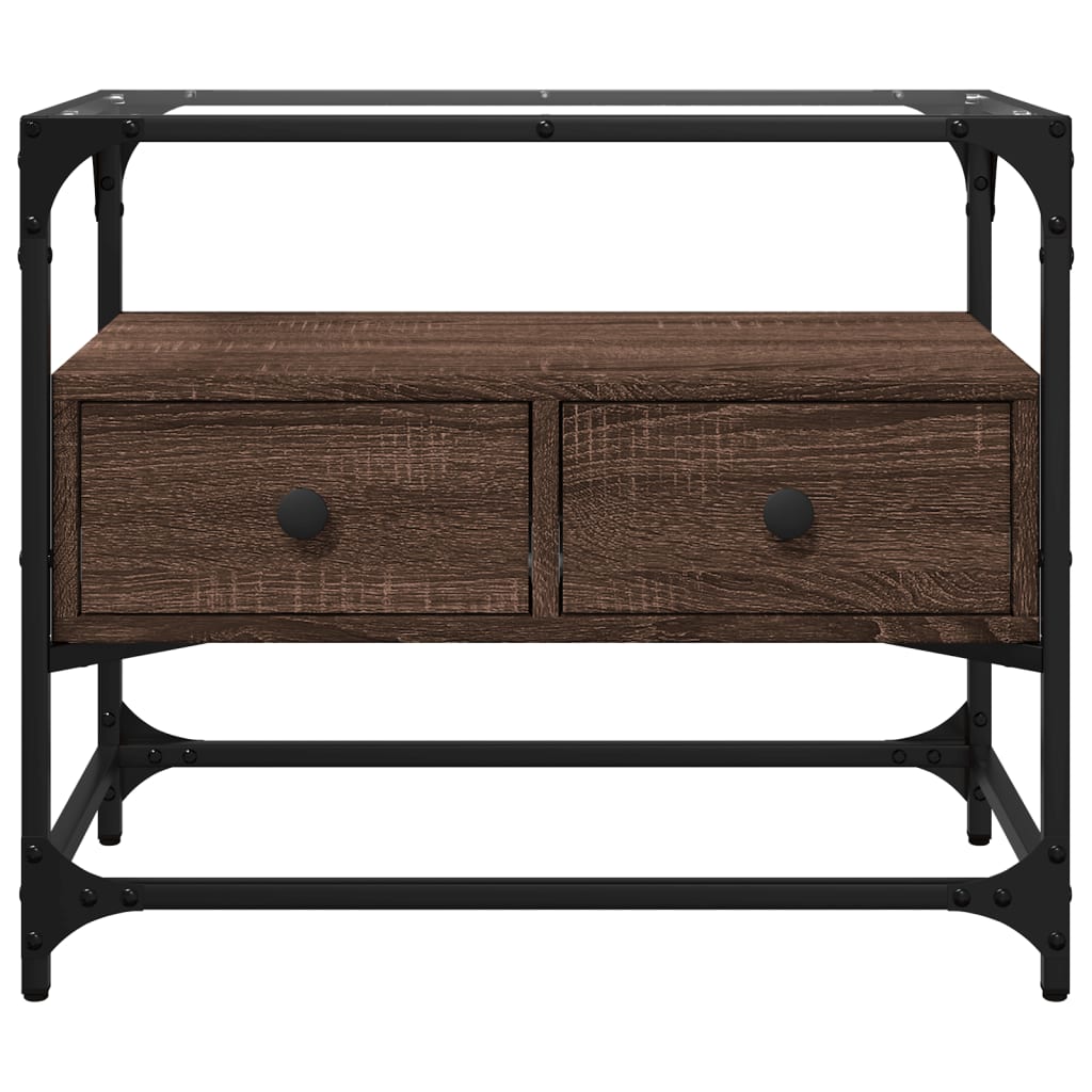 vidaXL TV-Schrank mit Glasplatte Braun Eiche 60x35x51 cm Holzwerkstoff