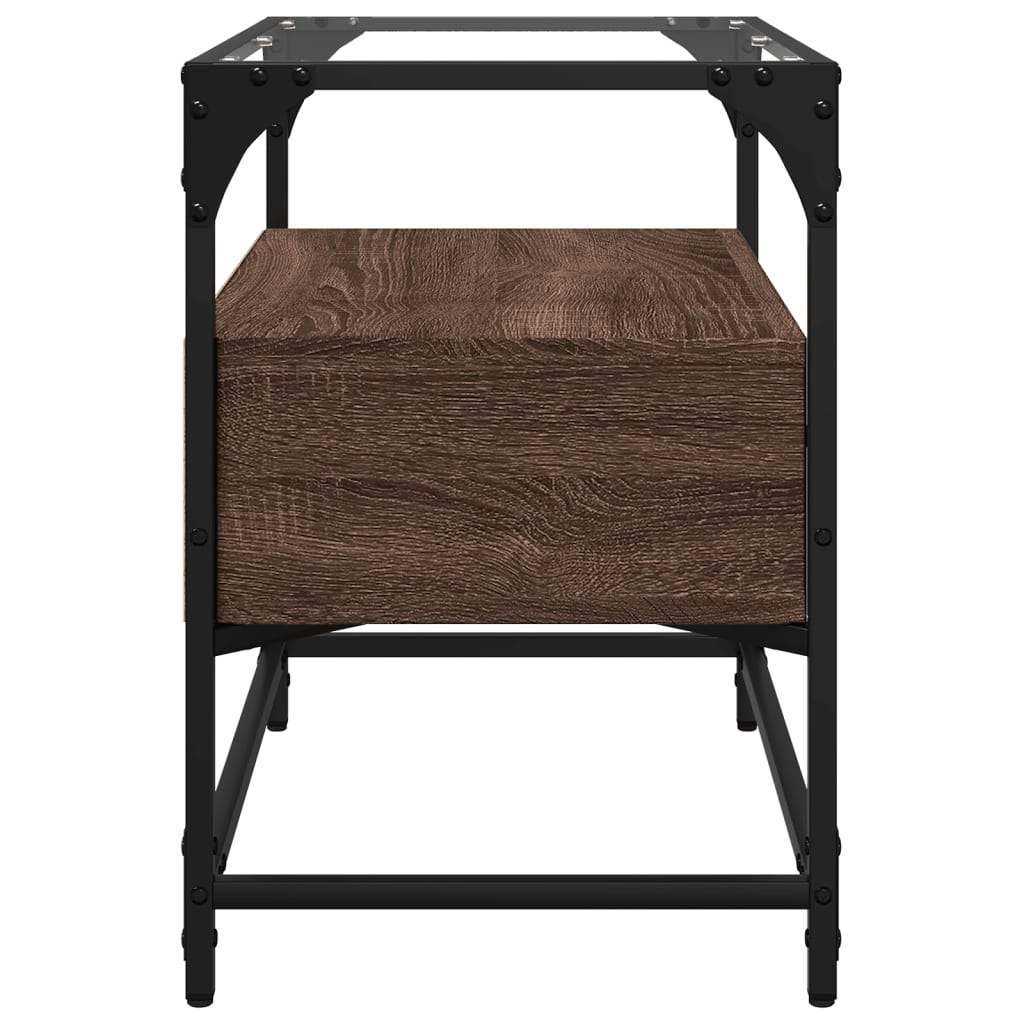vidaXL TV-Schrank mit Glasplatte Braun Eiche 60x35x51 cm Holzwerkstoff