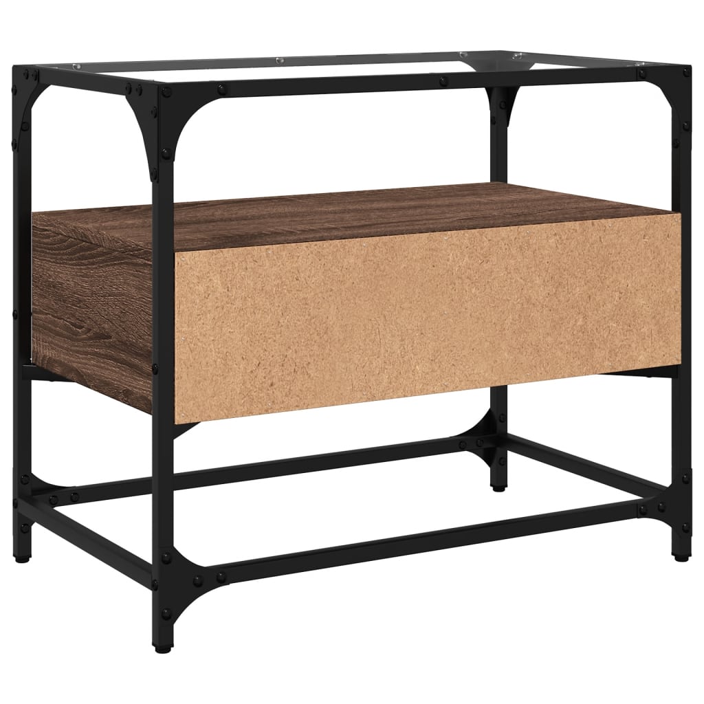 vidaXL TV-Schrank mit Glasplatte Braun Eiche 60x35x51 cm Holzwerkstoff