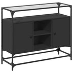vidaXL Sideboard mit Glasplatte Schwarz 98x35x81 cm Holzwerkstoff