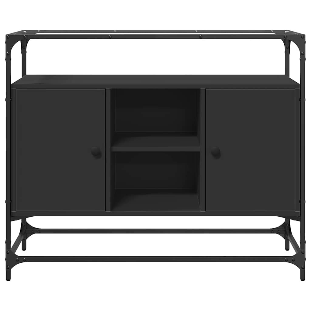 vidaXL Sideboard mit Glasplatte Schwarz 98x35x81 cm Holzwerkstoff