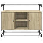 vidaXL Sideboard mit Glasplatte Sonoma-Eiche 98x35x81 cm Holzwerkstoff