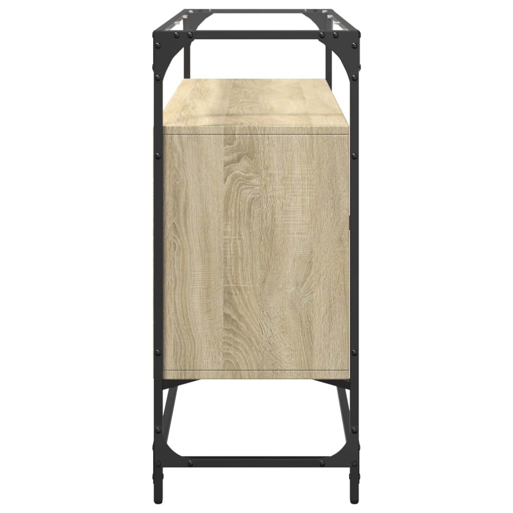 vidaXL Sideboard mit Glasplatte Sonoma-Eiche 98x35x81 cm Holzwerkstoff