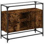 vidaXL Sideboard mit Glasplatte Räuchereiche 98x35x81 cm Holzwerkstoff