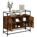 vidaXL Sideboard mit Glasplatte Räuchereiche 98x35x81 cm Holzwerkstoff