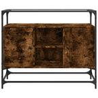 vidaXL Sideboard mit Glasplatte Räuchereiche 98x35x81 cm Holzwerkstoff