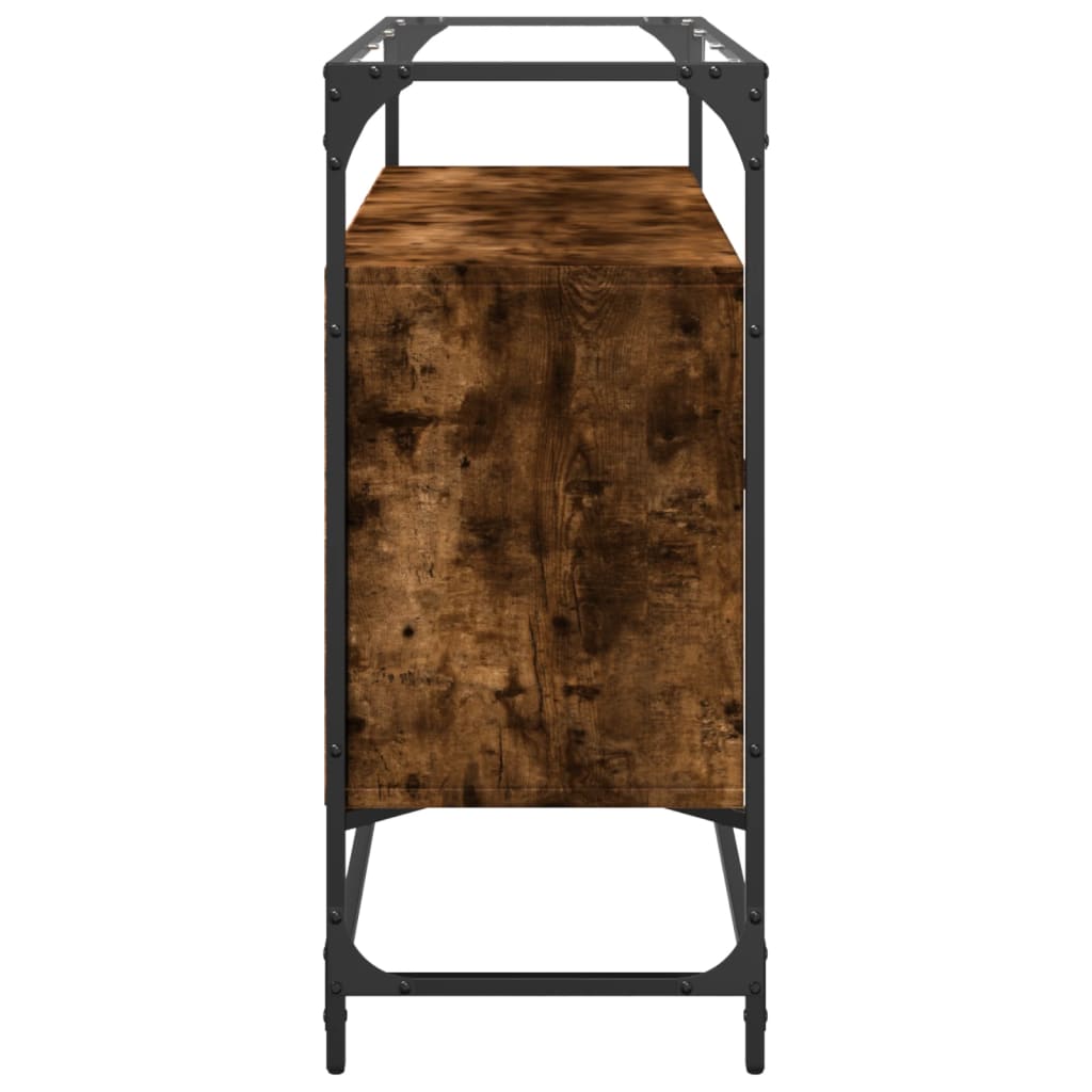 vidaXL Sideboard mit Glasplatte Räuchereiche 98x35x81 cm Holzwerkstoff