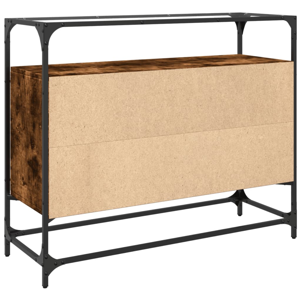 vidaXL Sideboard mit Glasplatte Räuchereiche 98x35x81 cm Holzwerkstoff