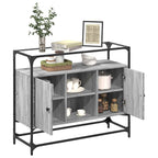 vidaXL Sideboard mit Glasplatte Grau Sonoma 98x35x81 cm Holzwerkstoff