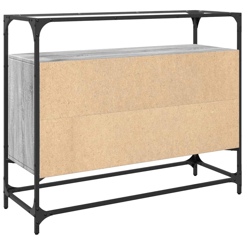vidaXL Sideboard mit Glasplatte Grau Sonoma 98x35x81 cm Holzwerkstoff