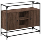 vidaXL Sideboard mit Glasplatte Braun Eiche 98x35x81 cm Holzwerkstoff