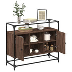 vidaXL Sideboard mit Glasplatte Braun Eiche 98x35x81 cm Holzwerkstoff