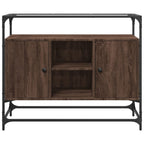 vidaXL Sideboard mit Glasplatte Braun Eiche 98x35x81 cm Holzwerkstoff