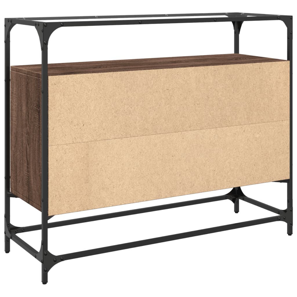 vidaXL Sideboard mit Glasplatte Braun Eiche 98x35x81 cm Holzwerkstoff
