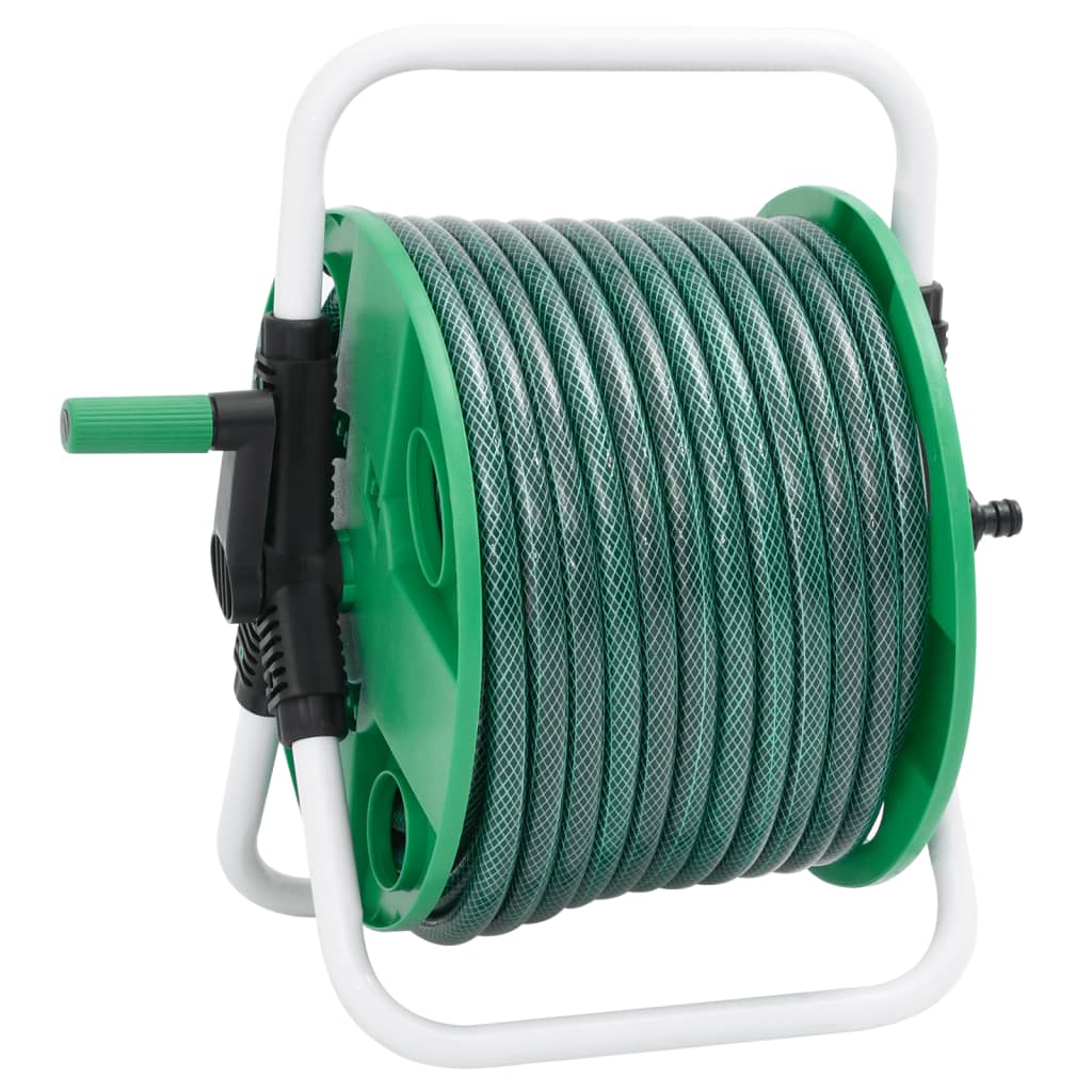 vidaXL Schlauchtrommel Freistehend Grün mit 20 m Schlauch PVC