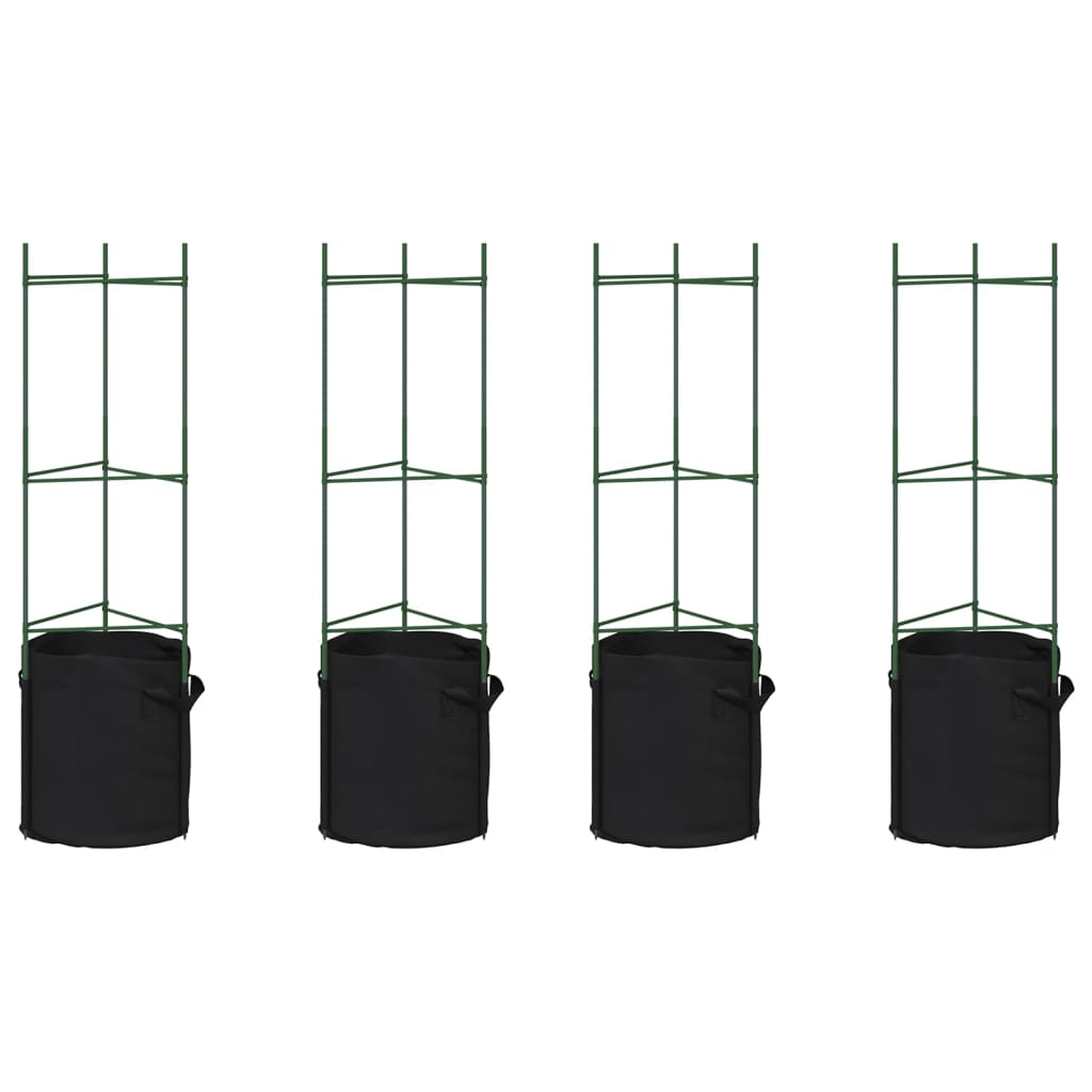 vidaXL Tomatenkäfige mit Pflanzsäcken 4 Stk. 116 cm Stahl und PP
