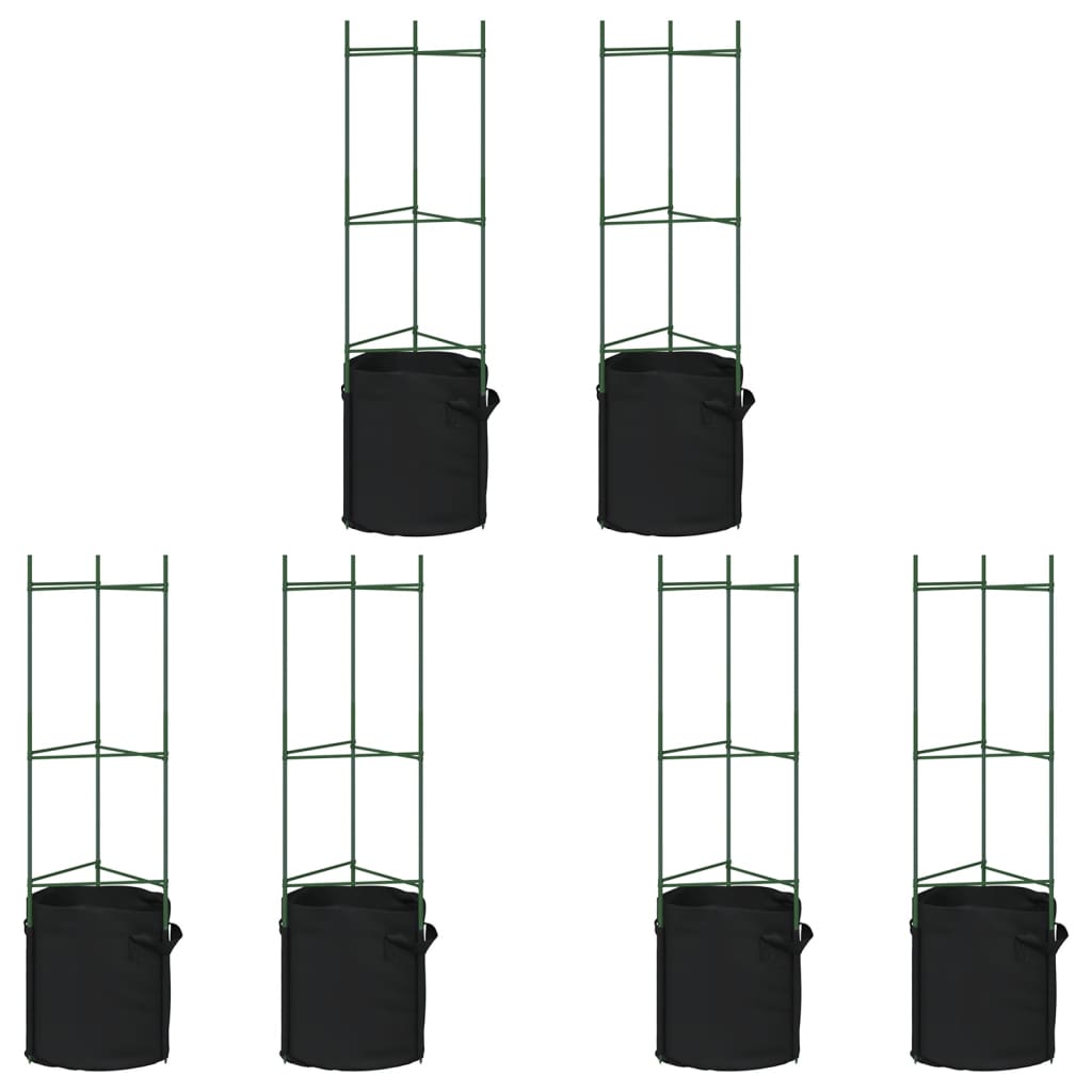 vidaXL Tomatenkäfige mit Pflanzsäcken 6 Stk. 116 cm Stahl und PP