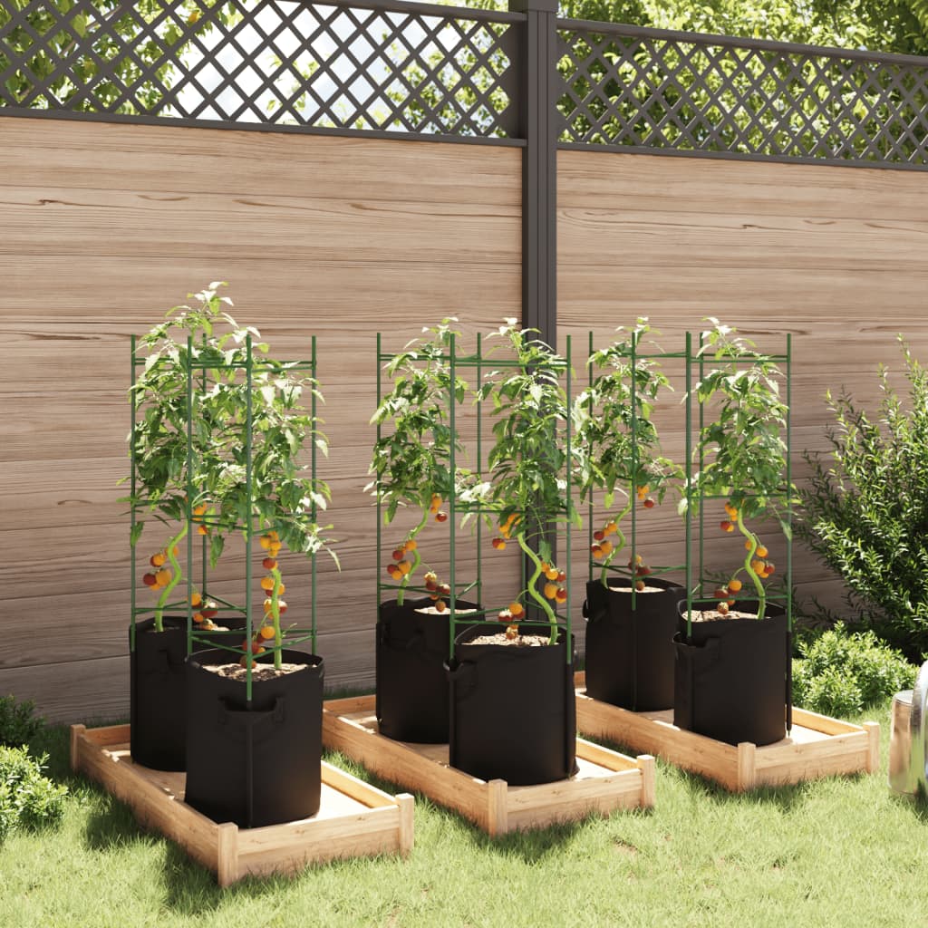vidaXL Tomatenkäfige mit Pflanzsäcken 6 Stk. 116 cm Stahl und PP