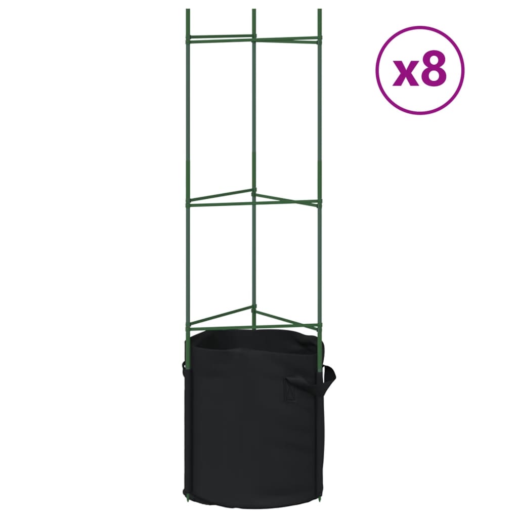 vidaXL Tomatenkäfige mit Pflanzsäcken 8 Stk. 116 cm Stahl und PP