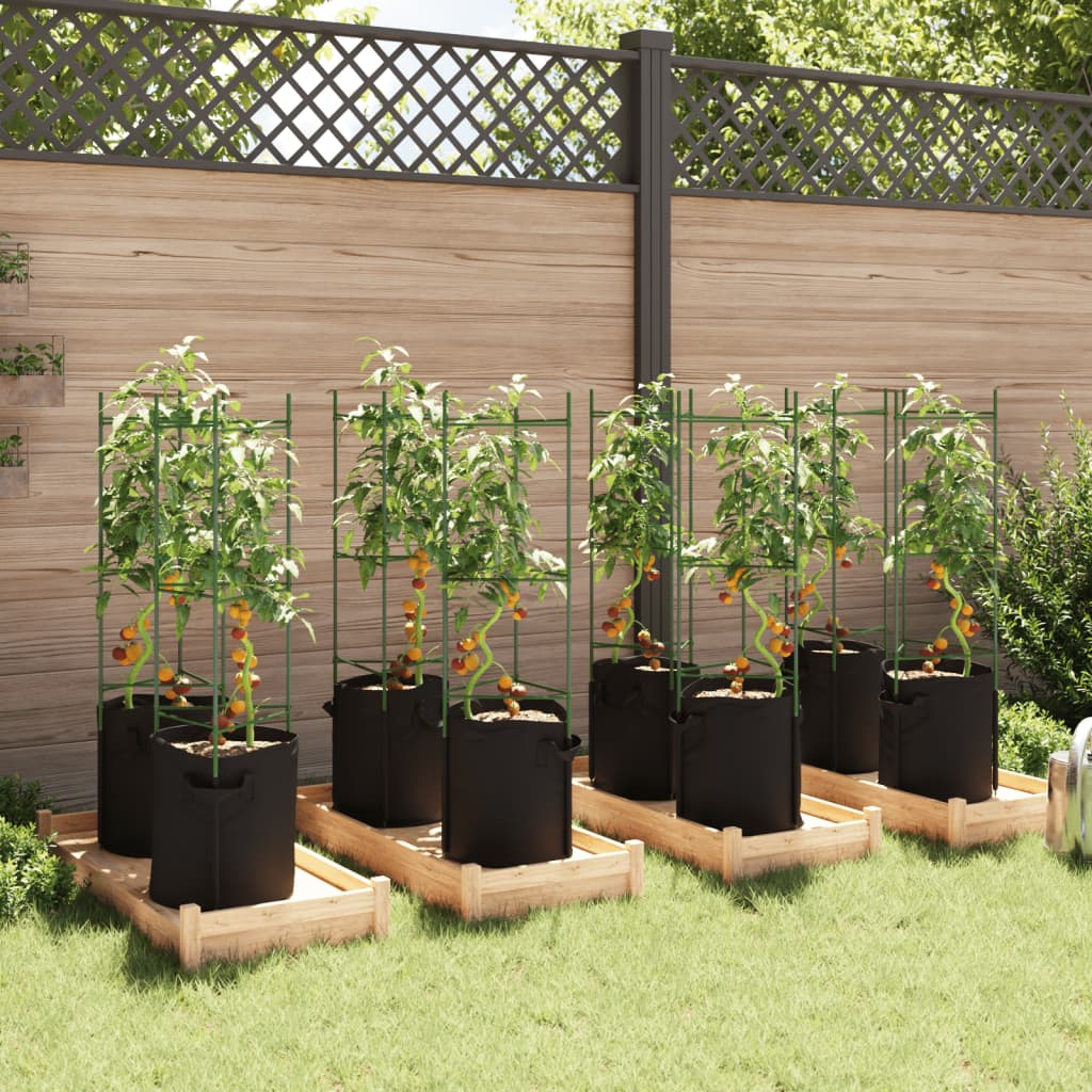 vidaXL Tomatenkäfige mit Pflanzsäcken 8 Stk. 116 cm Stahl und PP