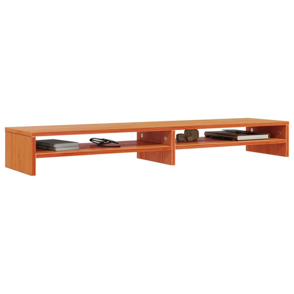 vidaXL Monitorständer Wachsbraun 100x24x13 cm Massivholz Kiefer