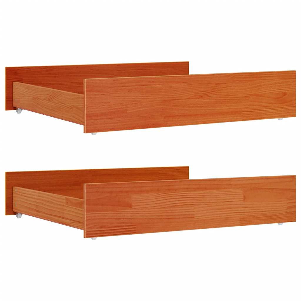 vidaXL Bettschubladen 2 Stk. Wachsbraun Massivholz Kiefer
