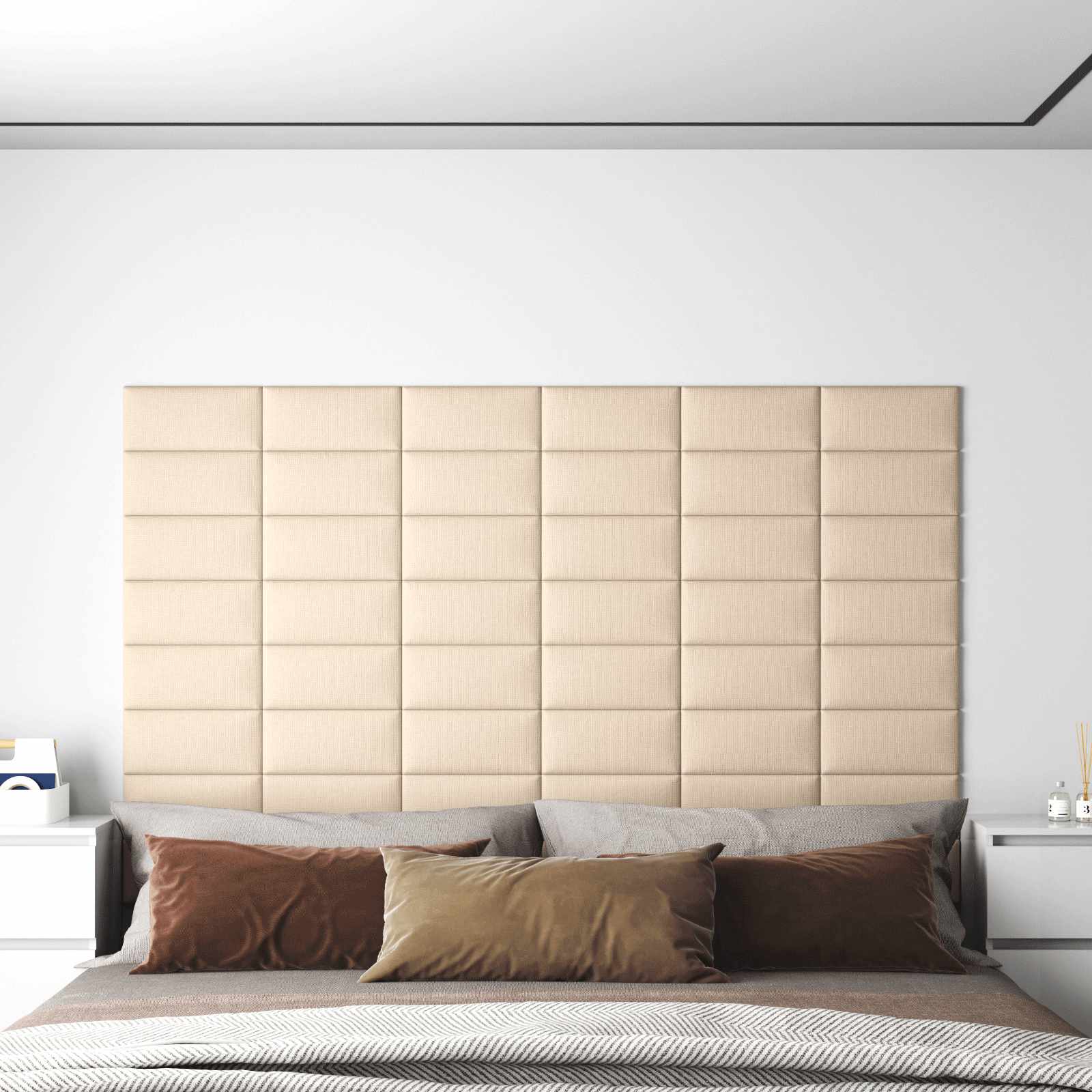 vidaXL Wandkopfteilen 12 pcs Creme 30 x 15 cm Stoff