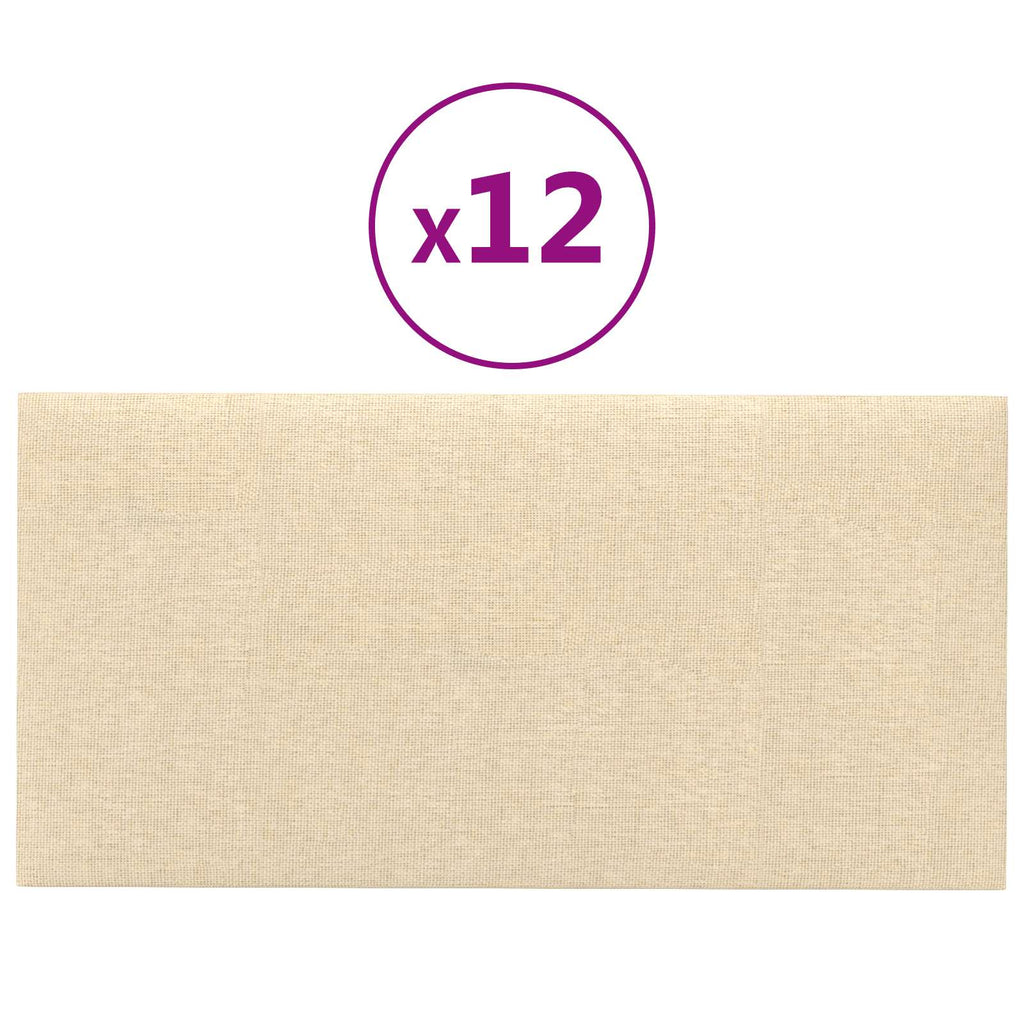 vidaXL Wandkopfteilen 12 pcs Creme 30 x 15 cm Stoff