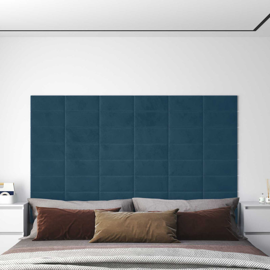vidaXL Wandkopfteilen 12 pcs Blau Samt