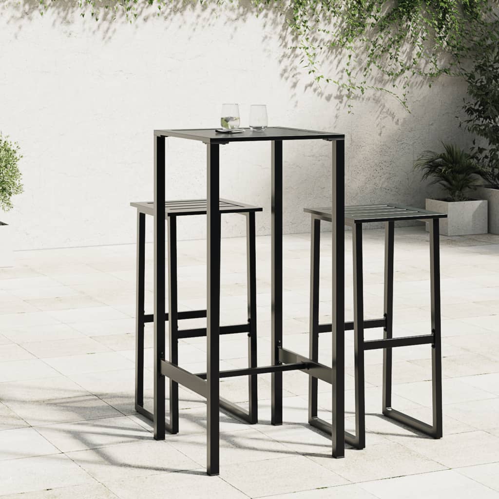 vidaXL Bartisch Schwarz 50x50x110 cm Pulverbeschichteter Stahl