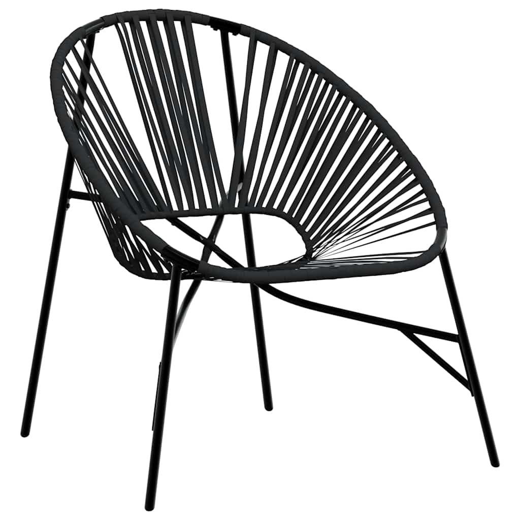 vidaXL Gartenstuhl in Ei-Form Schwarz Poly Rattan