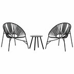 vidaXL Gartenstuhl-Set 3-tlg. Schwarz Poly Rattan