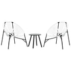 vidaXL Gartenstuhl-Set 3-tlg. Schwarz und Weiß Poly Rattan