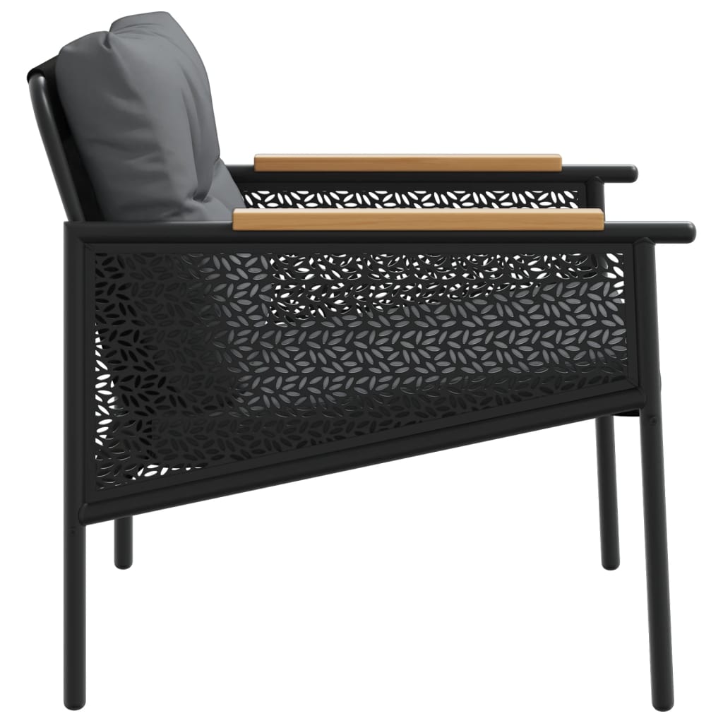 vidaXL Gartenstühle mit Kissen 2 Stk. Schwarz Stahl
