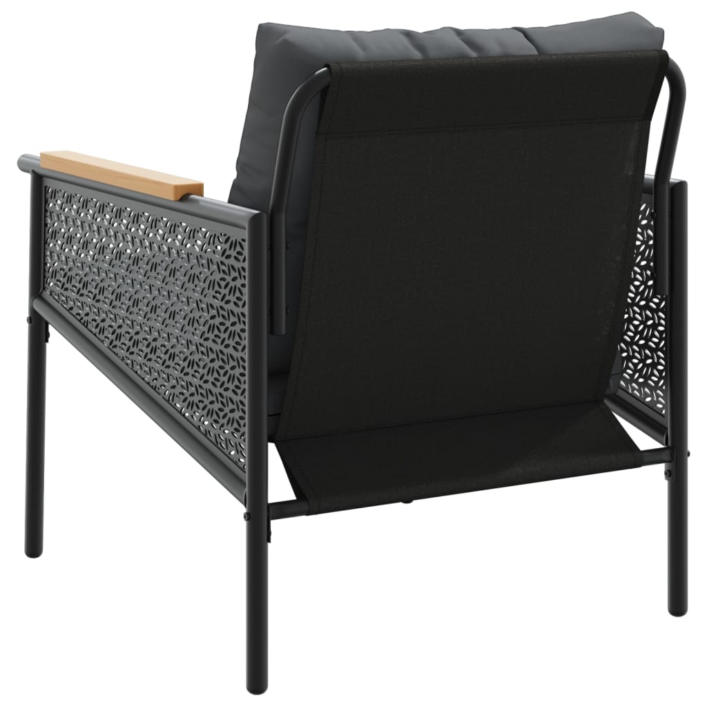 vidaXL Gartenstühle mit Kissen 2 Stk. Schwarz Stahl