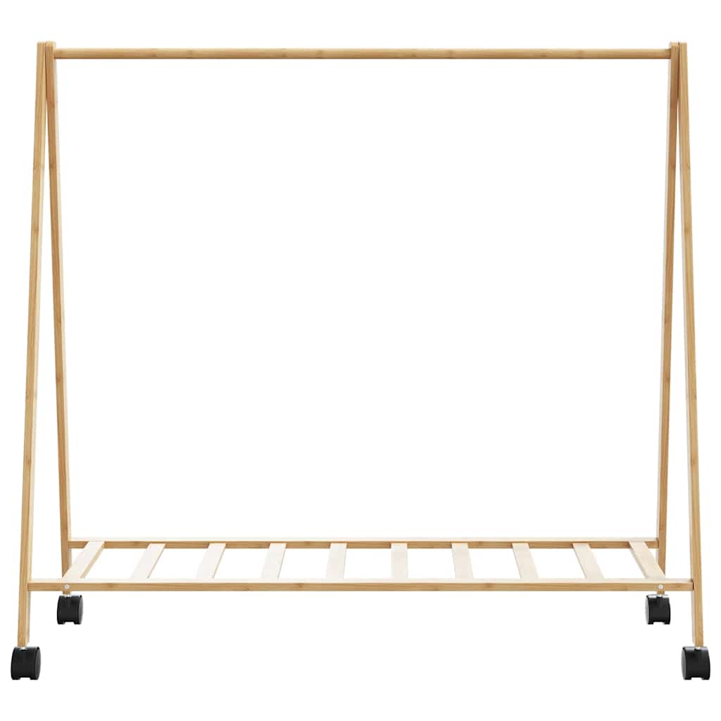 vidaXL Kleiderständer mit Ablagen und Rollen 106x34x106,5 cm Bambus