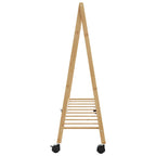 vidaXL Kleiderständer mit Ablagen und Rollen 106x34x106,5 cm Bambus