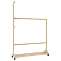 vidaXL Kleiderständer mit Haken und Rollen 100x35x157 cm Bambus