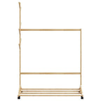 vidaXL Kleiderständer mit Haken und Rollen 100x35x157 cm Bambus