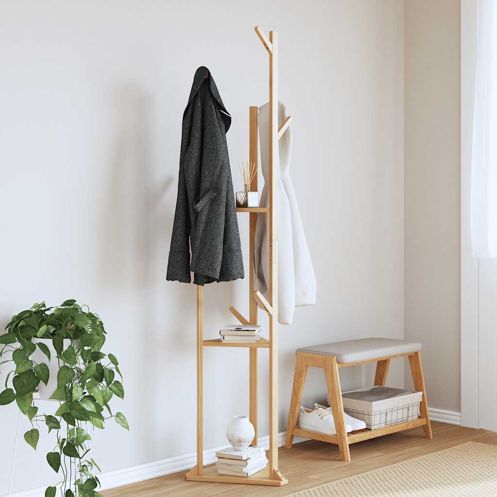 vidaXL Kleiderständer mit Haken und Ablagen 39x33x166 cm Bambus