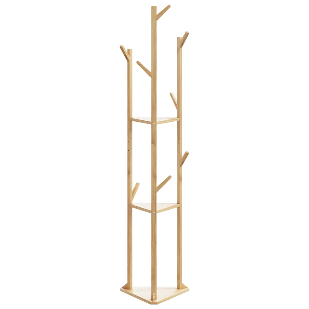 vidaXL Kleiderständer mit Haken und Ablagen 39x33x166 cm Bambus