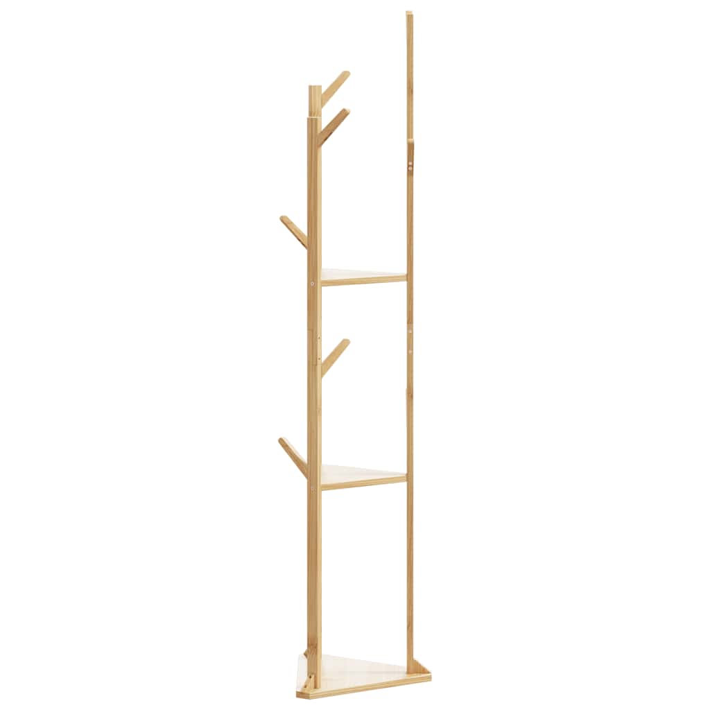 vidaXL Kleiderständer mit Haken und Ablagen 39x33x166 cm Bambus