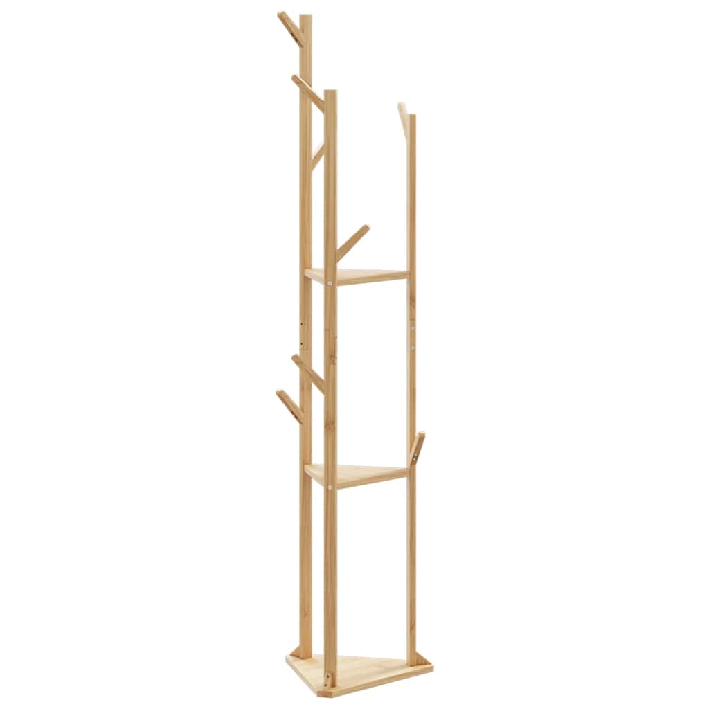 vidaXL Kleiderständer mit Haken und Ablagen 39x33x166 cm Bambus