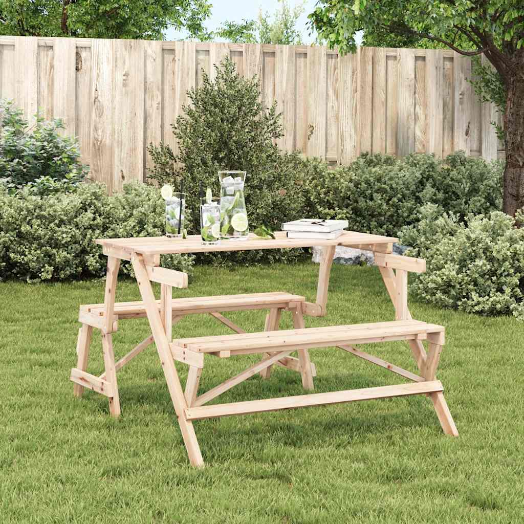 vidaXL Picknicktisch mit Bänken 2-in-1 Massivholz Tanne