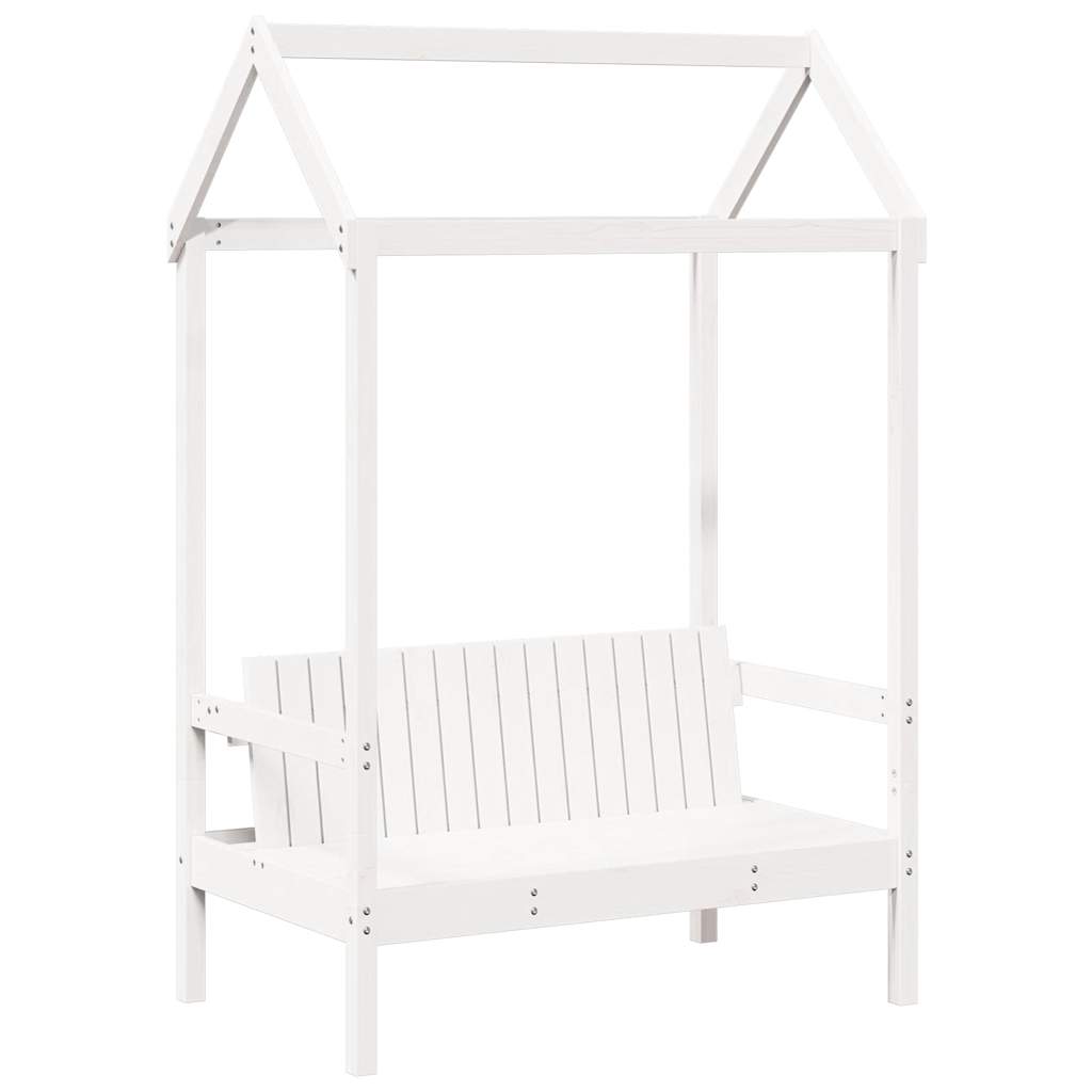 vidaXL Bank mit Dach Weiß 117,5x70x176,5 cm Massivholz Kiefer